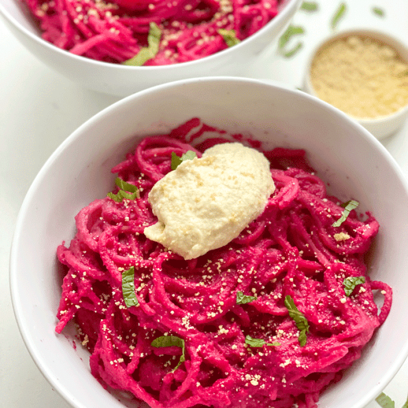 beet ricotta chickpea pasta | GIRLS WHO EAT