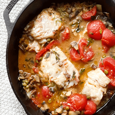 Skillet Tomato Broth Cod | GIRLS WHO EAT